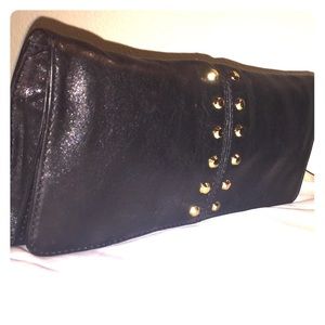 Michael Kors Black Leather Gold Studded Clutch ✨